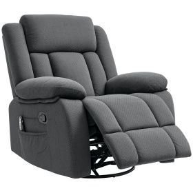 HOMCOM Recliner Massage Armchair with Heat, Oversized Swivel Rocker with Footrest, Remote and Side Pockets, Gray