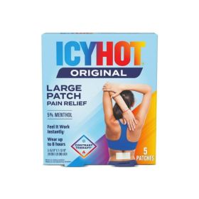 Icy Hot Original Pain Relief Patch, 5-Count Large Size for Back and Body Aches, Long-Lasting Menthol Therapy