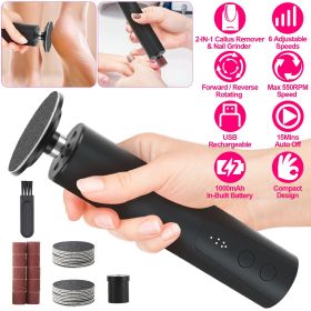Electric Foot Callus Remover 2 in 1 Rechargeable Foot File Nail Grinder Dead Skin Pedicure Tool Machine with 2 Grinding Heads Total 30Pcs Replace