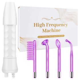 High Frequency Wand 'C Violet Portable Skin Therapy Machine for Anti-Aging - Skin Tightening - Wrinkle Reducing - Dark Circles - 4 in 1 (Color: Purple)